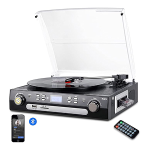 DIGITNOW! Gira-discos Bluetooth com altifalantes stereo