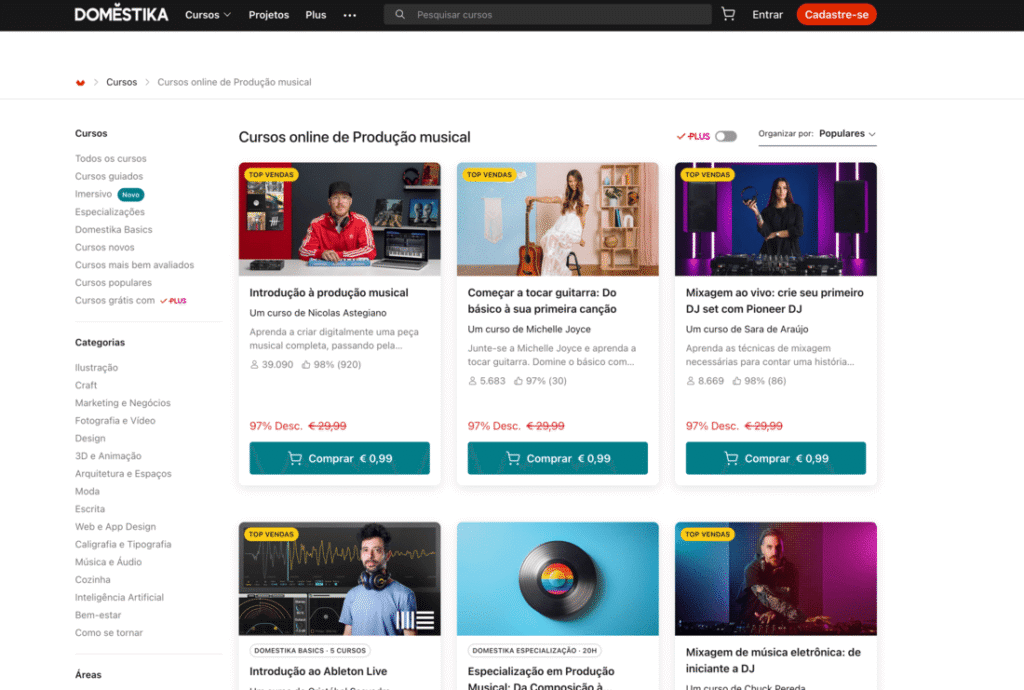Cursos de produção musical Domestika